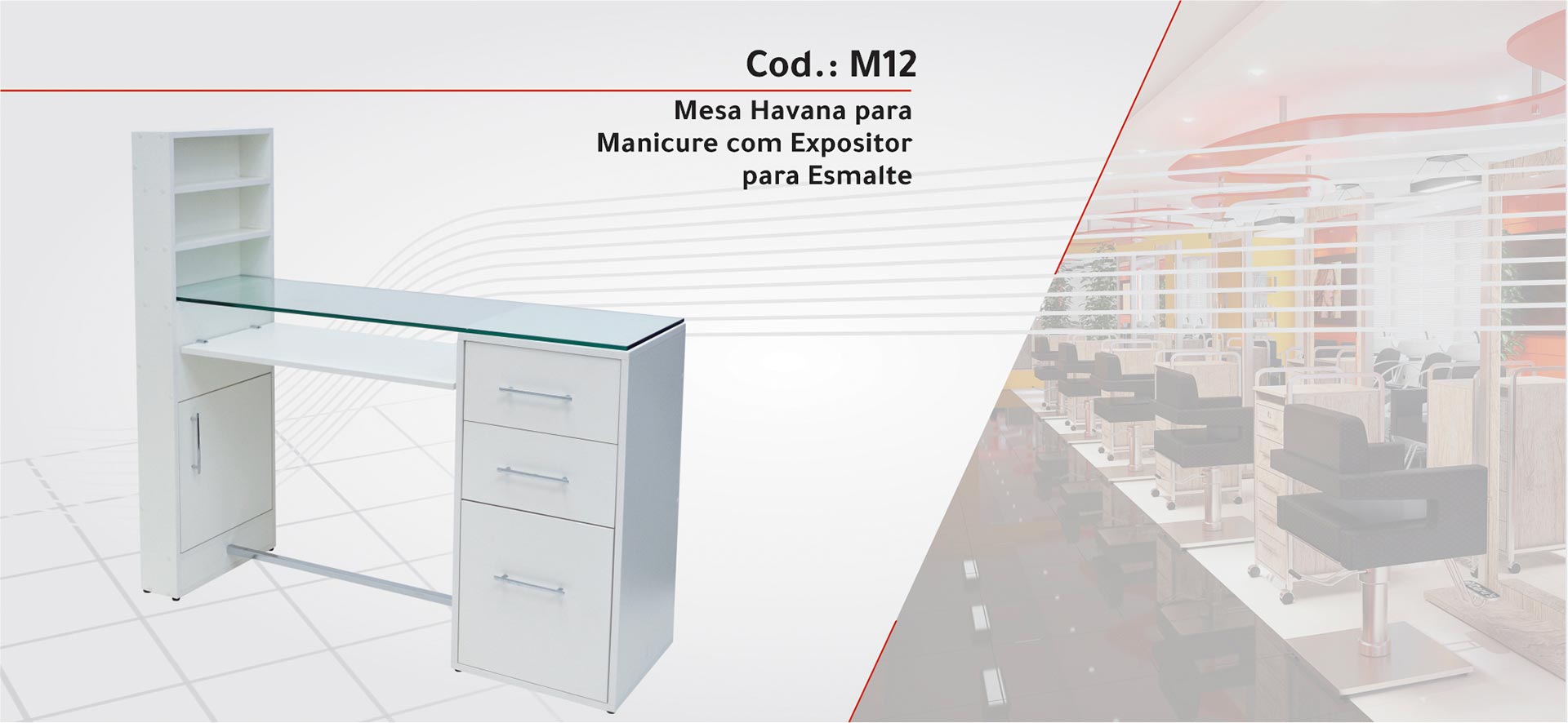 M12 - Mesa Manicure com Expositor para Esmalte Havana