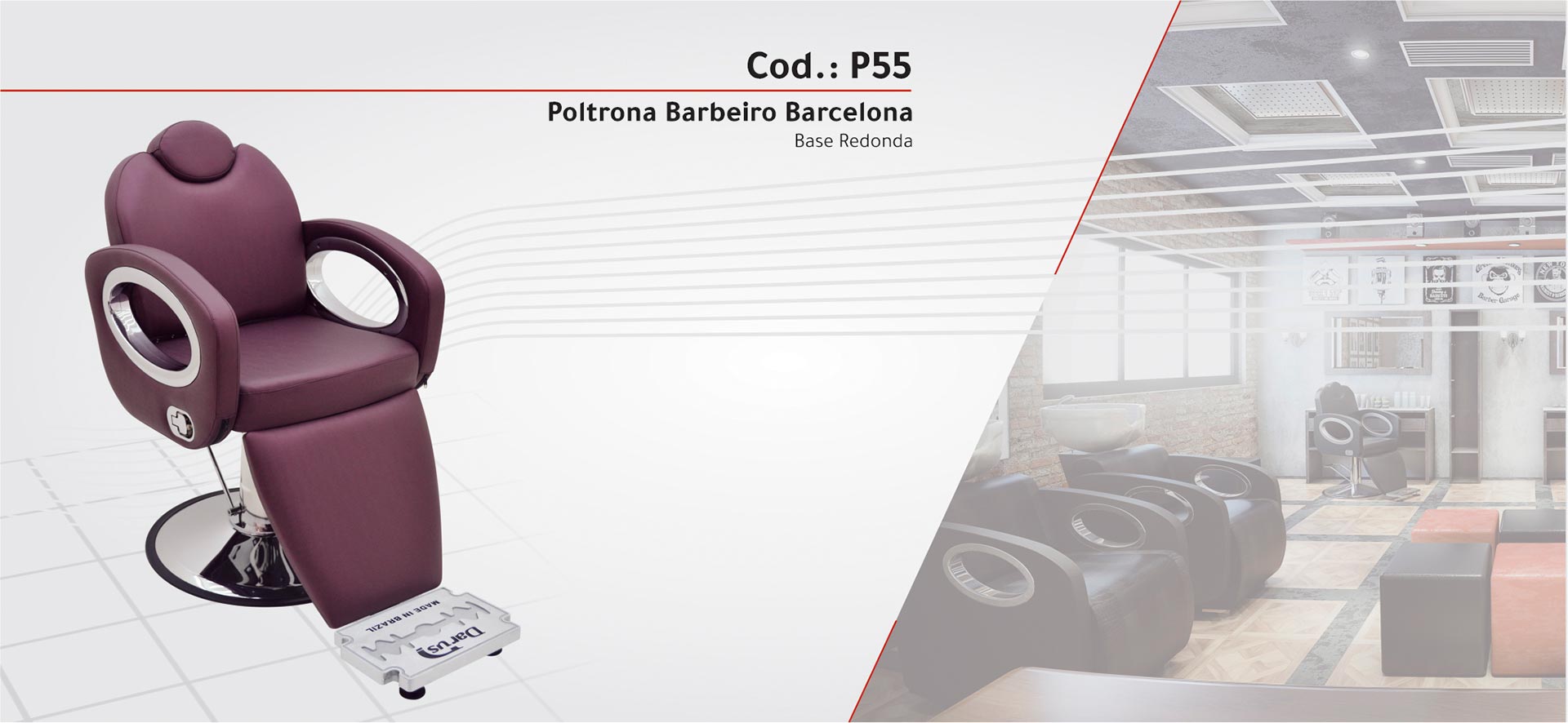 P55 - Poltrona Barbeiro Barcelona Reclinável