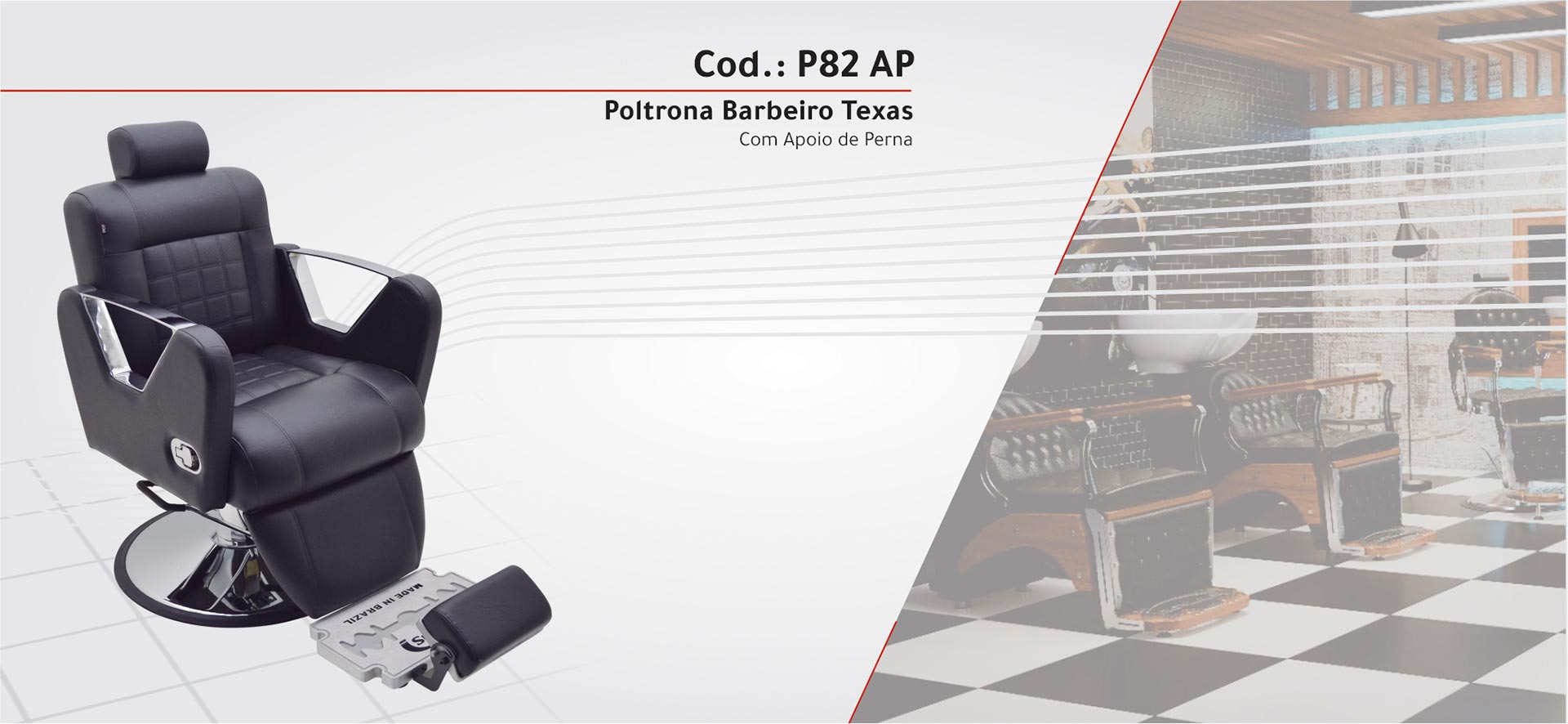 P82 - AP - Poltrona Barbeiro Texas Com Apoio De Pernas