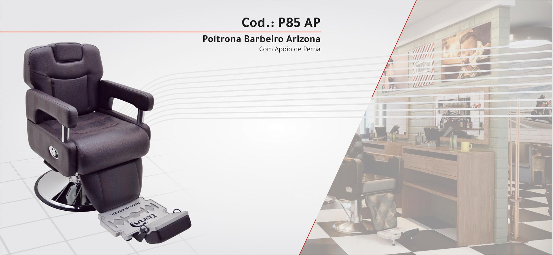 P85 - AP - Poltrona Barbeiro Arizona Com Apoio De Perna