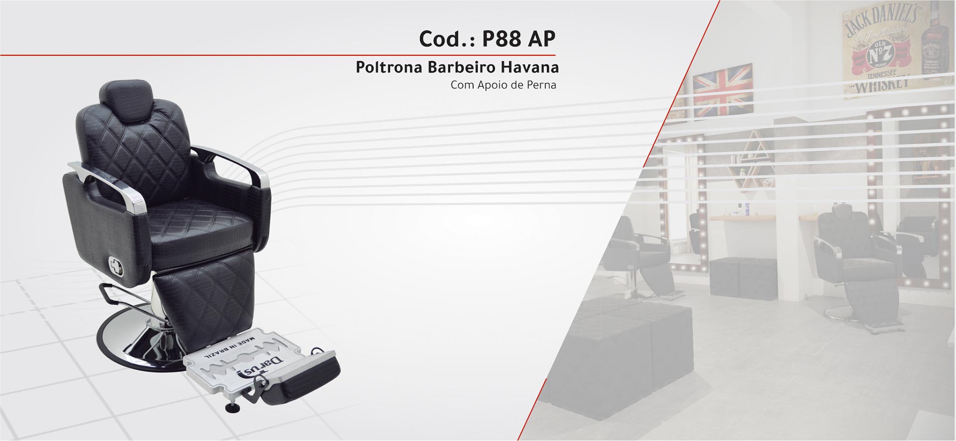 P88 - AP - Poltrona Barbeiro Havana Com Apoio De Perna