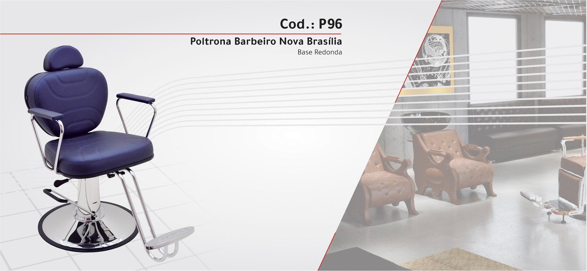 P96 - Poltrona Hidráulica Barbeiro Nova Brasília Base Redonda
