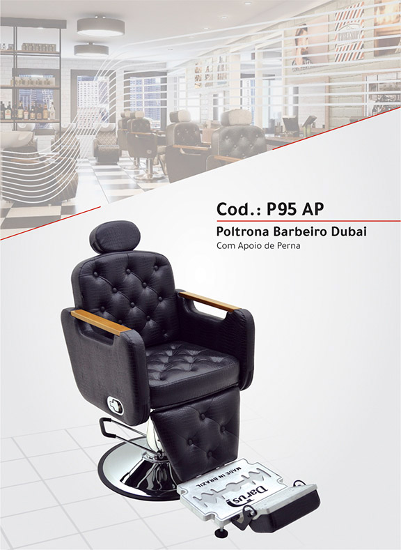 Cadeira Poltrona Barbeiro Dubai Com Apoio De Perna - Fabricante