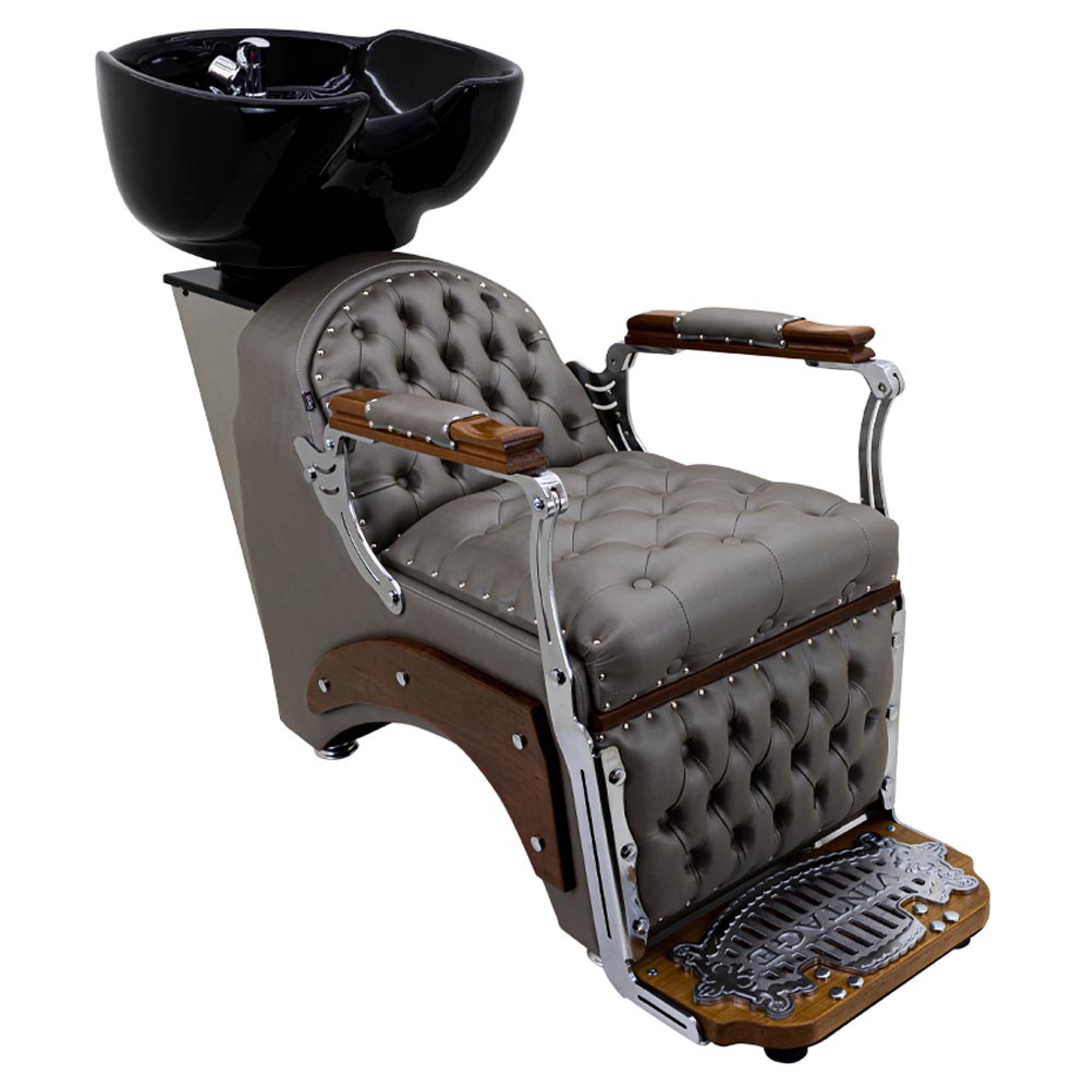Cadeira Poltrona Barbeiro Dubai Com Apoio De Perna - Fabricante: Darus  Design - Cor: Preto Croco